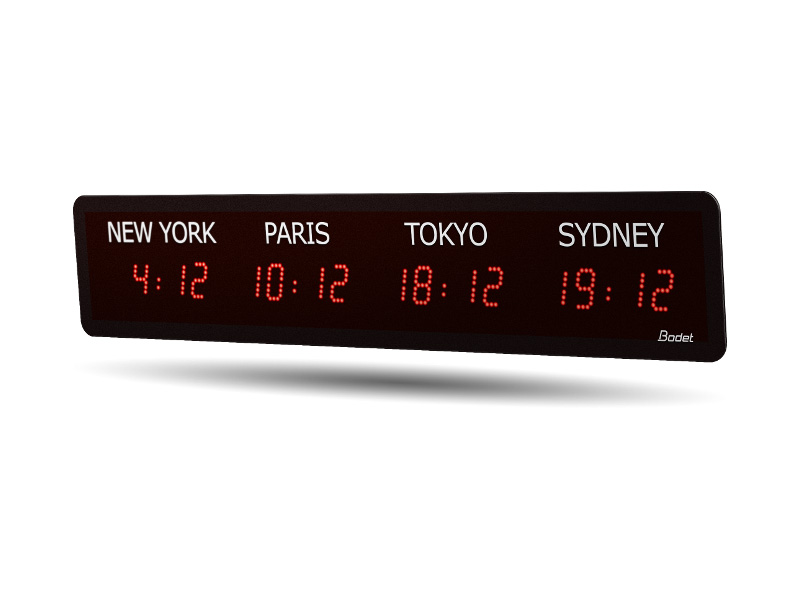 Interiérové digitálne hodiny BODET STYLE WORLD - 4 TIME ZONE/R